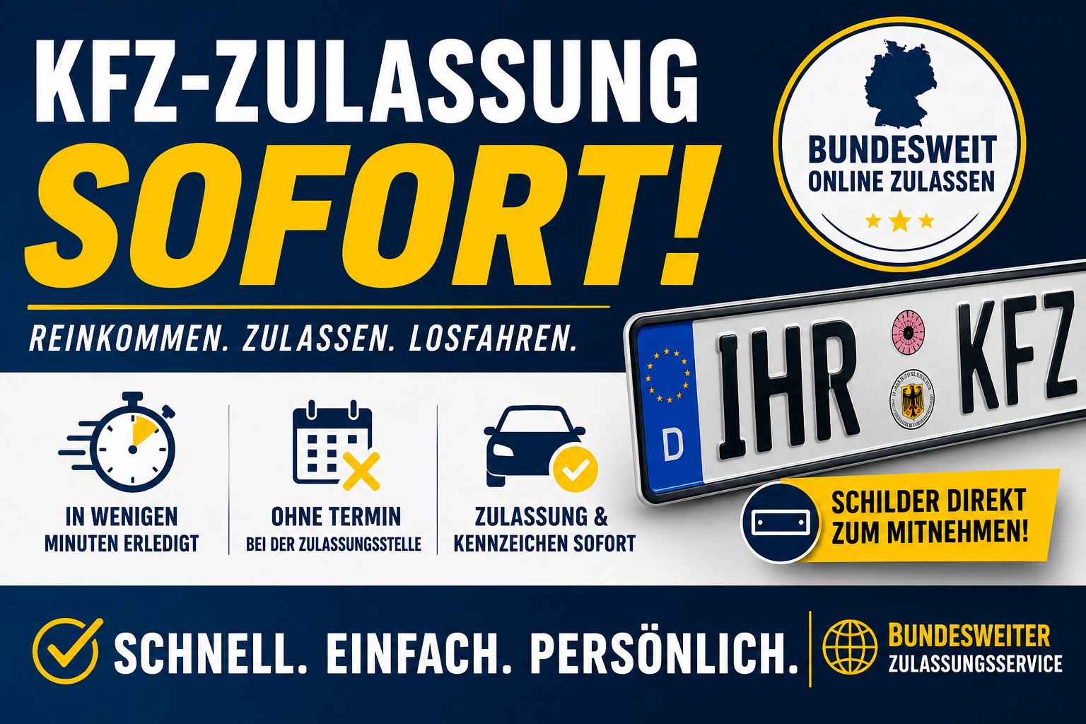 KFZ-Zulassung sofort!